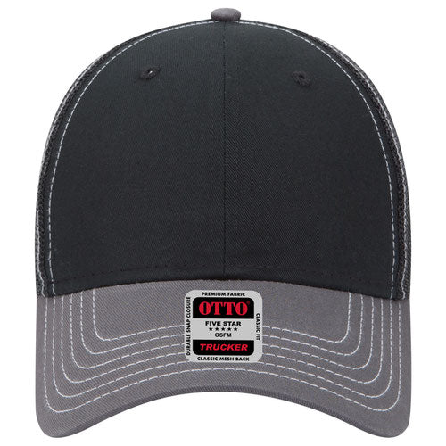 OTTO 83-1239 6-Panel Low Profile Mesh Back Trucker Hat — Crown Split (Adult)