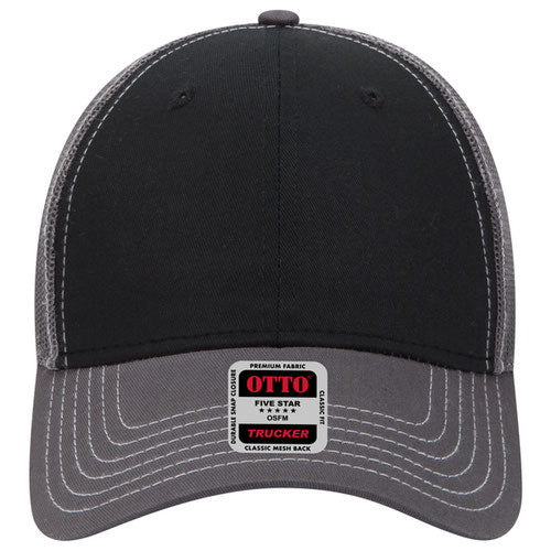 OTTO 83-1239 6-Panel Low Profile Mesh Back Trucker Hat — Front Split (Adult)