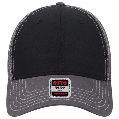 OTTO 83-1239 6-Panel Low Profile Mesh Back Trucker Hat — Front Split (Adult)