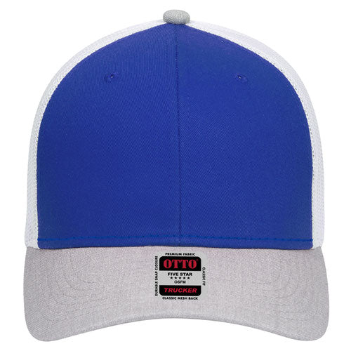 6-Panel Low Profile Mesh Back Trucker Hat — Tri-Color (Adult)
