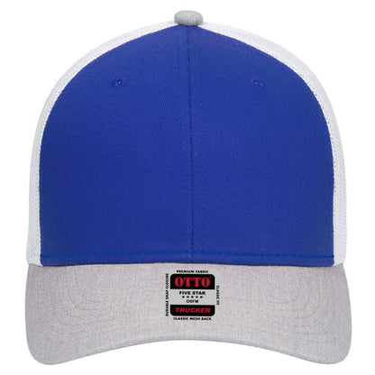 6-Panel Low Profile Mesh Back Trucker Hat — Tri-Color (Adult)