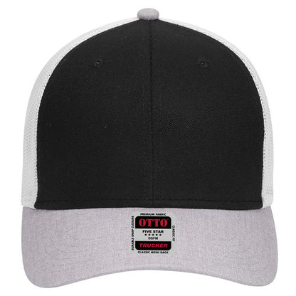 6-Panel Low Profile Mesh Back Trucker Hat — Tri-Color (Adult)