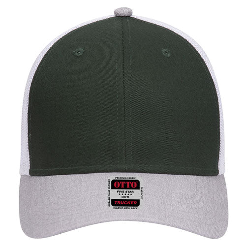 6-Panel Low Profile Mesh Back Trucker Hat — Tri-Color (Adult)
