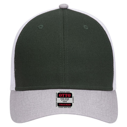 6-Panel Low Profile Mesh Back Trucker Hat — Tri-Color (Adult)