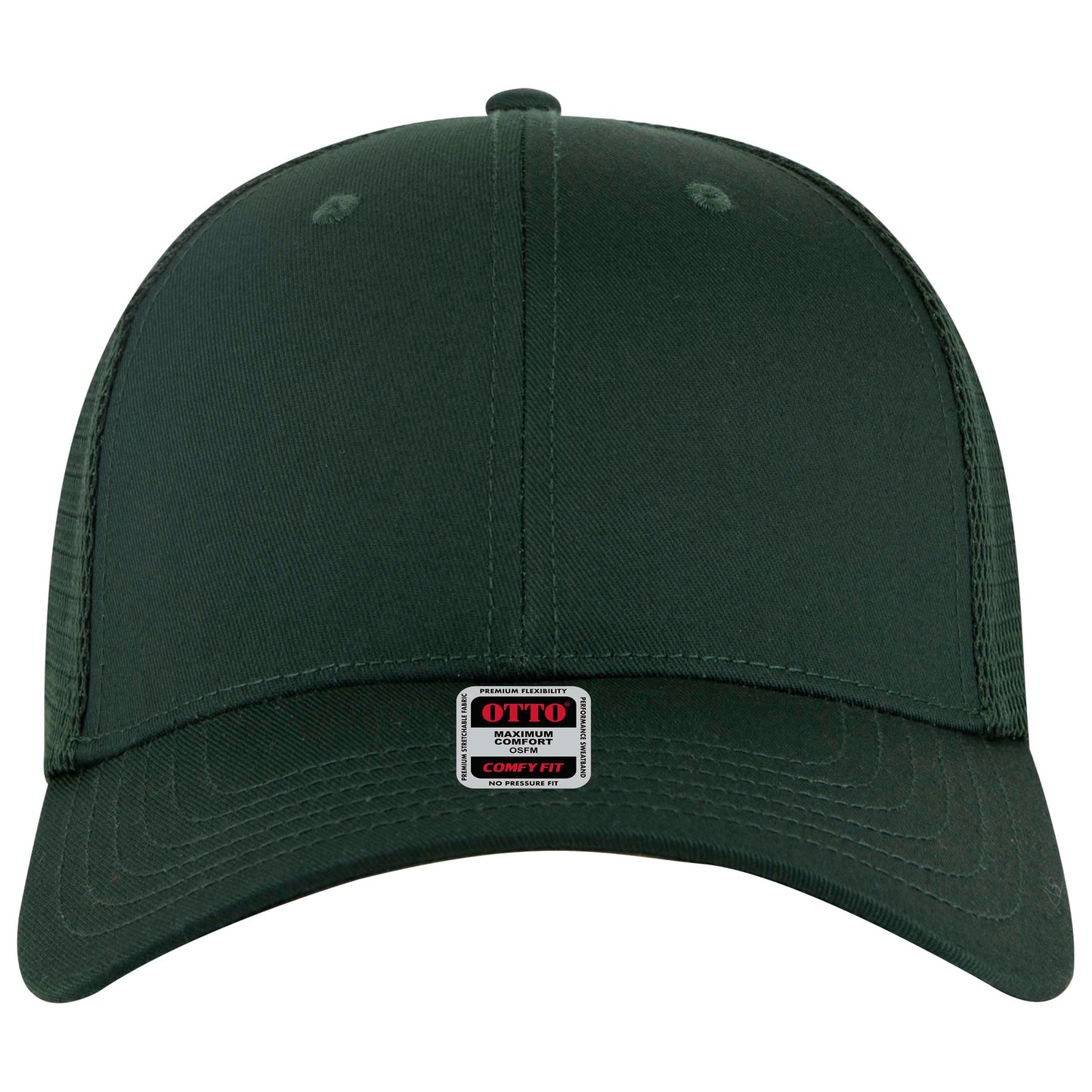 6-Panel Low Profile Trucker Hat — Stretch Comfort Fit — Custom Leather Patch in Dk. Gre