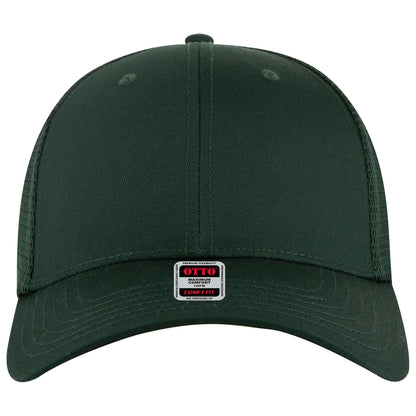 6-Panel Low Profile Trucker Hat — Stretch Comfort Fit — Custom Leather Patch in Dk. Gre