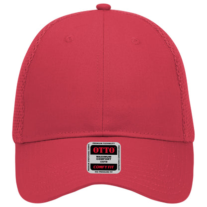 6-Panel Low Profile Baseball Cap — Stretch Comfort Fit — Custom Leather Patch in Red