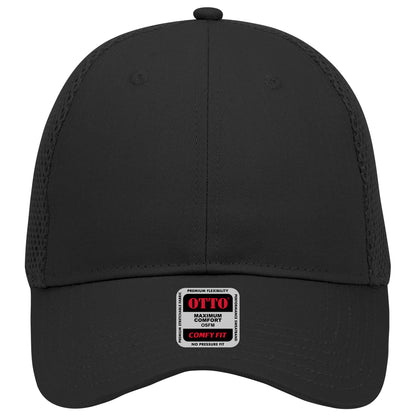 6-Panel Low Profile Baseball Cap — Stretch Comfort Fit — Custom Leather Patch in Black
