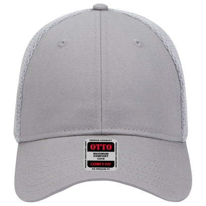 6-Panel Low Profile Baseball Cap — Stretch Comfort Fit — Custom Leather Patch in Gray