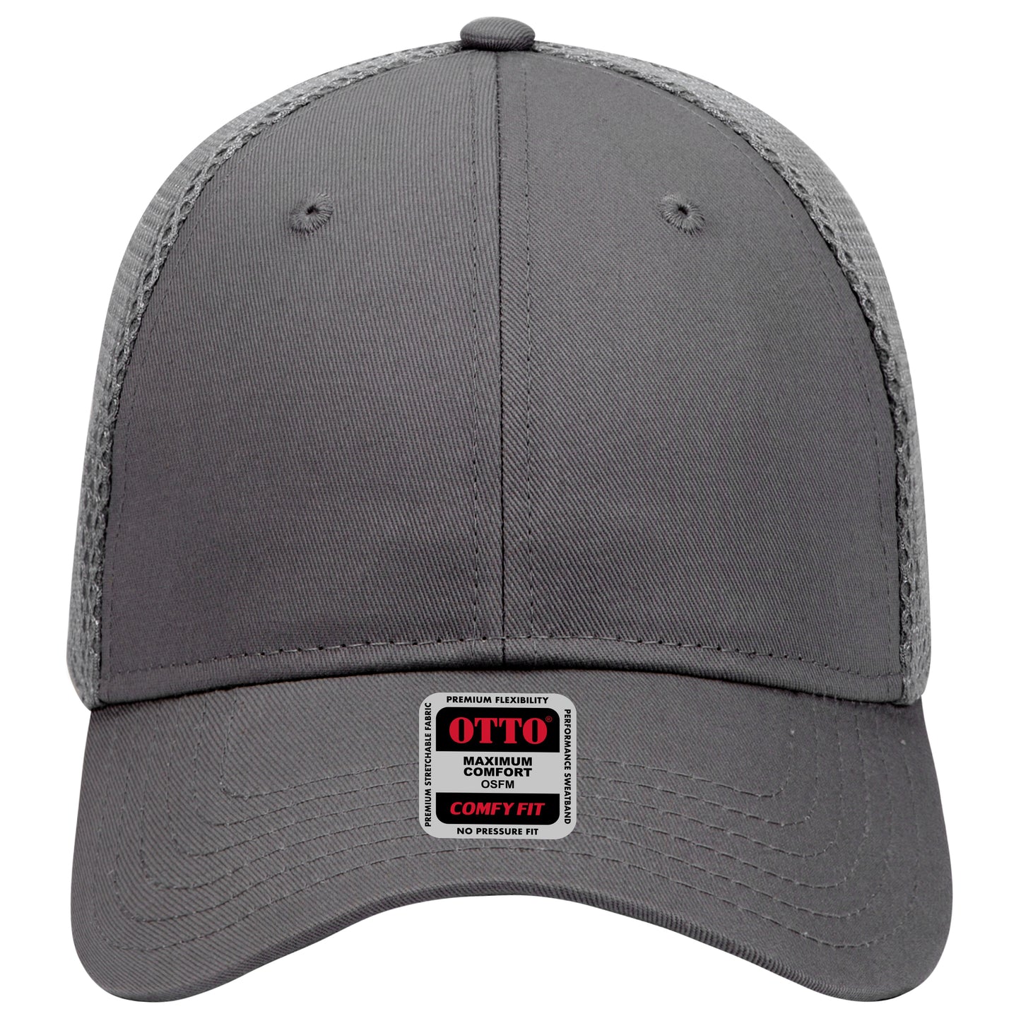 6-Panel Low Profile Baseball Cap — Stretch Comfort Fit — Custom Leather Patch in Charcoal Gray