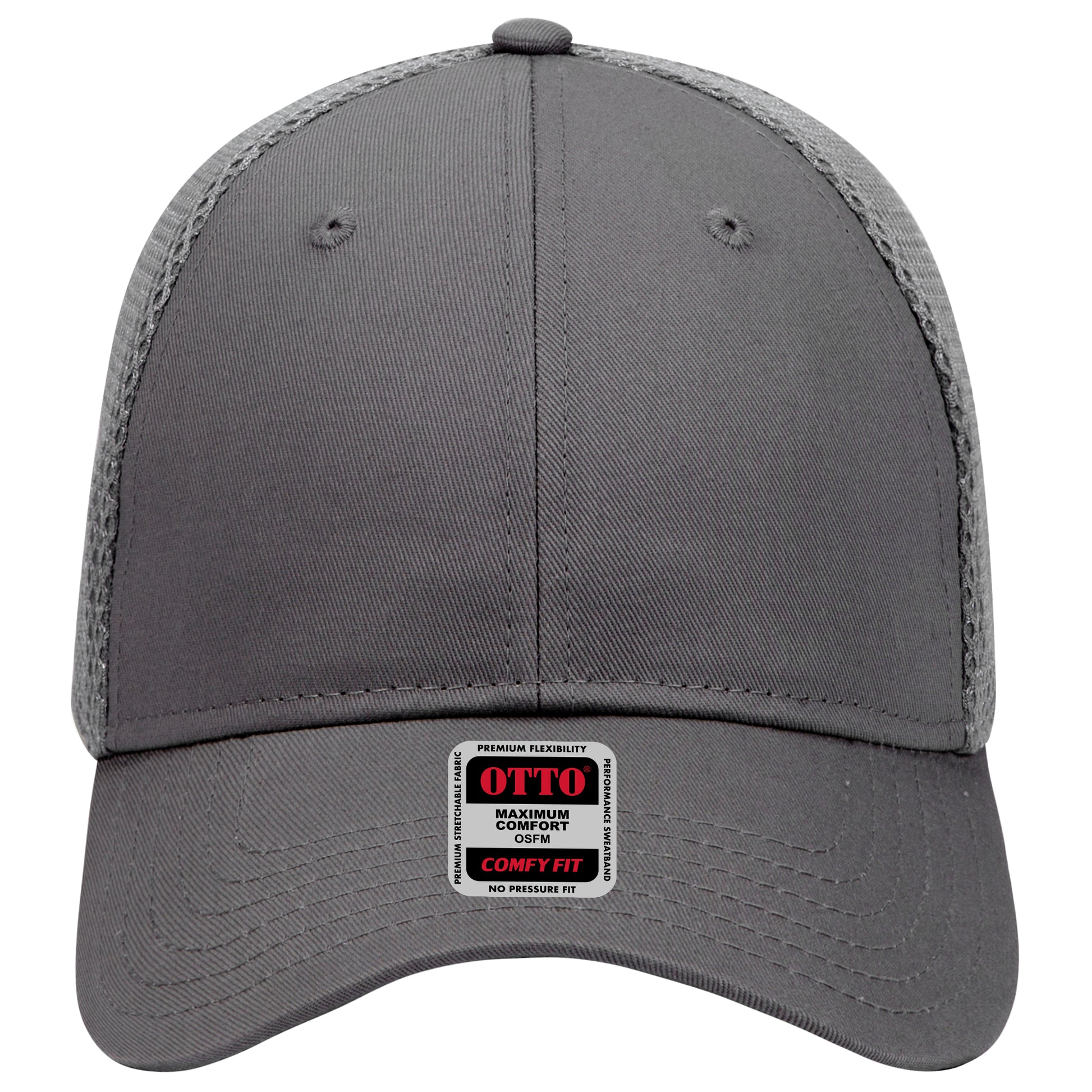 6-Panel Low Profile Baseball Cap — Stretch Comfort Fit — Custom Leather Patch in Charcoal Gray
