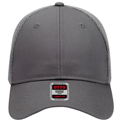 6-Panel Low Profile Baseball Cap — Stretch Comfort Fit — Custom Leather Patch in Charcoal Gray