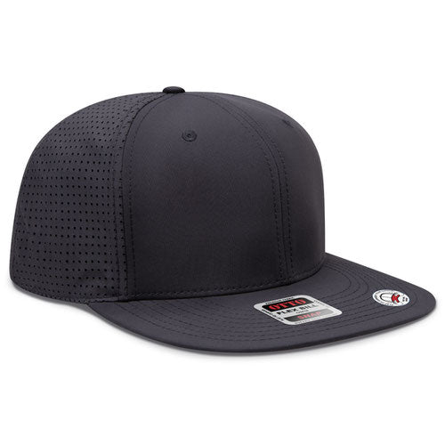 6-Panel Classic Baseball Cap — Snapback/Flex Bill/Perforated Back - Black with Gray Undervisor