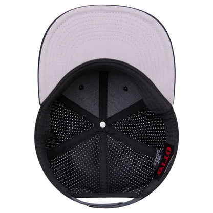 6-Panel Classic Baseball Cap — Snapback/Flex Bill/Perforated Back - Black with Gray Undervisor