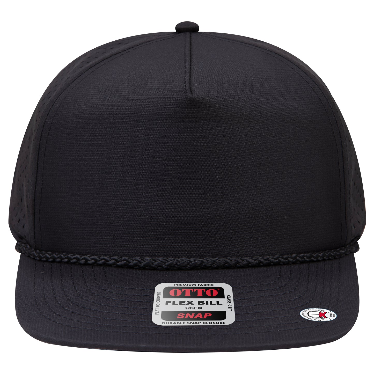 5-Panel Classic Baseball Cap — Snapback — Custom Leather Patch in Black