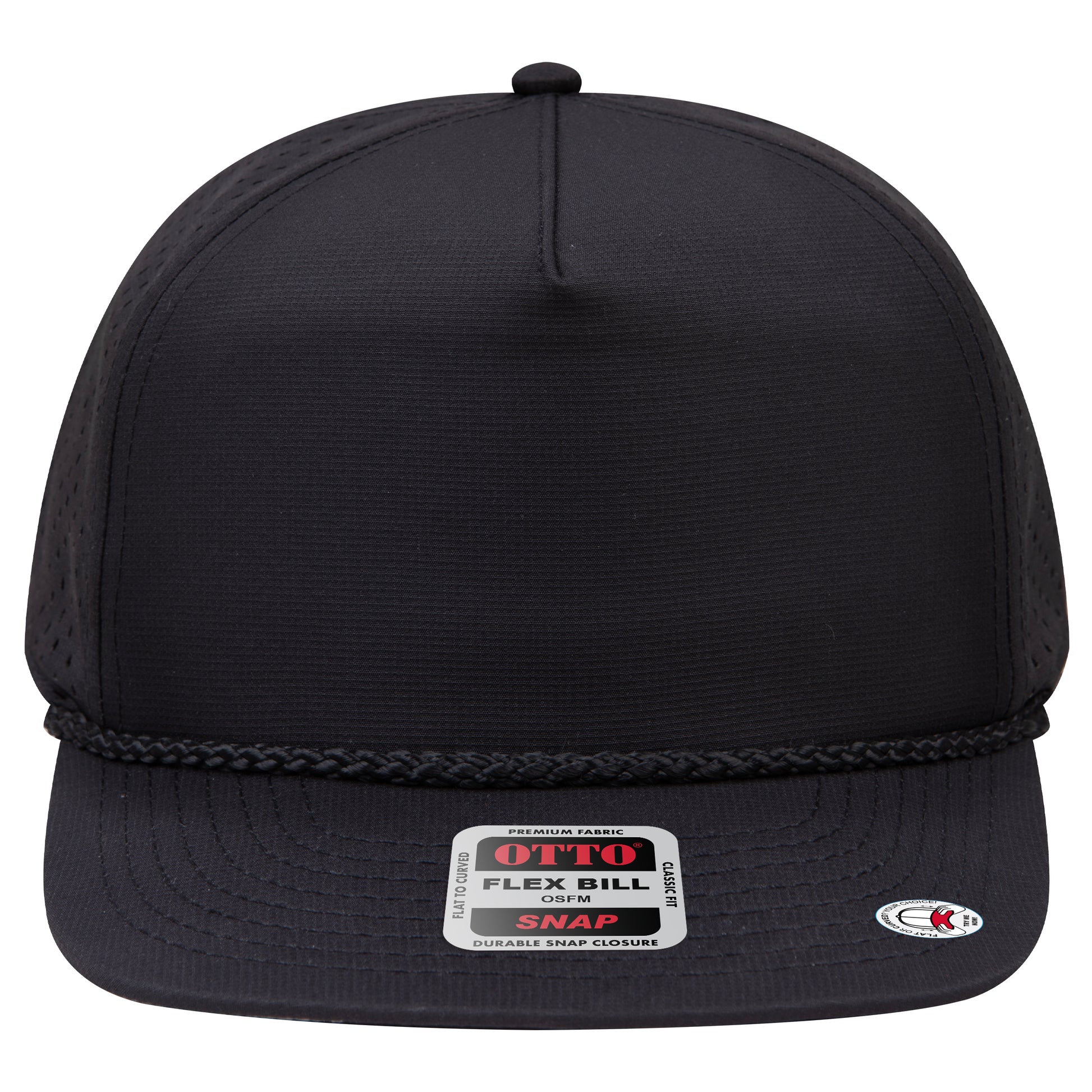 5-Panel Classic Baseball Cap — Snapback — Custom Leather Patch in Black