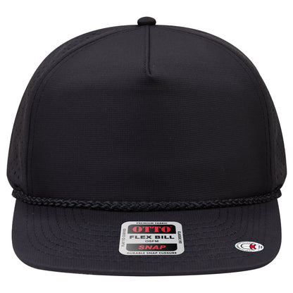 5-Panel Classic Baseball Cap — Snapback — Custom Leather Patch in Black