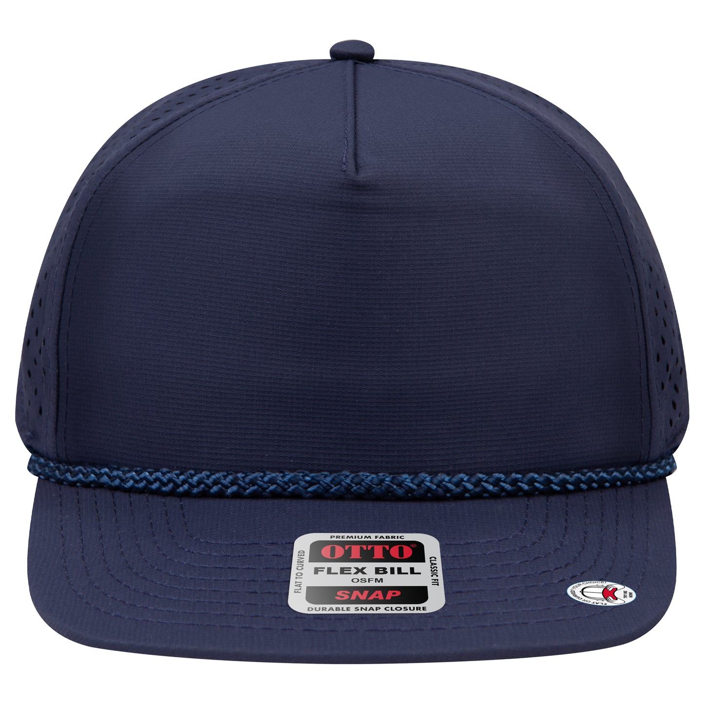 5-Panel Classic Baseball Cap — Snapback — Custom Leather Patch in Navy