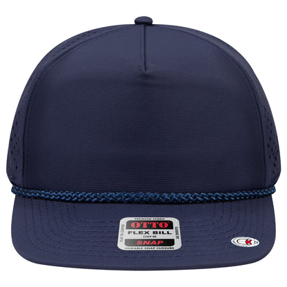 5-Panel Classic Baseball Cap — Snapback — Custom Leather Patch in Navy