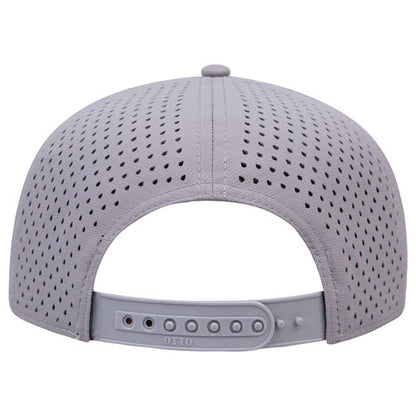 Polyester Pongee / Flex Bill / Perforated Back 5-Panel Classic Baseball Cap — Snapback — Custom Leather Patch