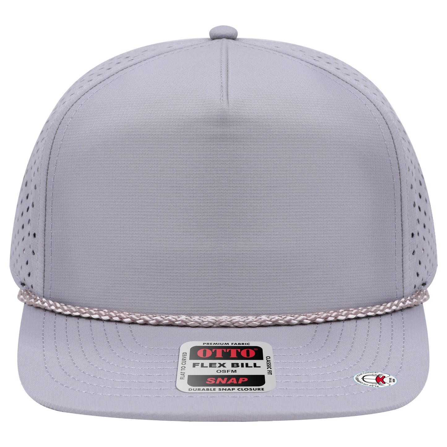 5-Panel Classic Baseball Cap — Snapback — Custom Leather Patch in Gray