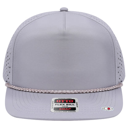 5-Panel Classic Baseball Cap — Snapback — Custom Leather Patch in Gray