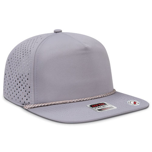 Polyester Pongee / Flex Bill / Perforated Back 5-Panel Classic Baseball Cap — Snapback — Custom Leather Patch