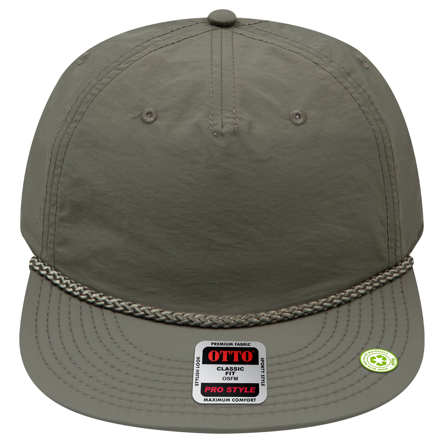 5-Panel Classic Baseball Cap — Snapback — Custom Leather Patch in Ol. Gree