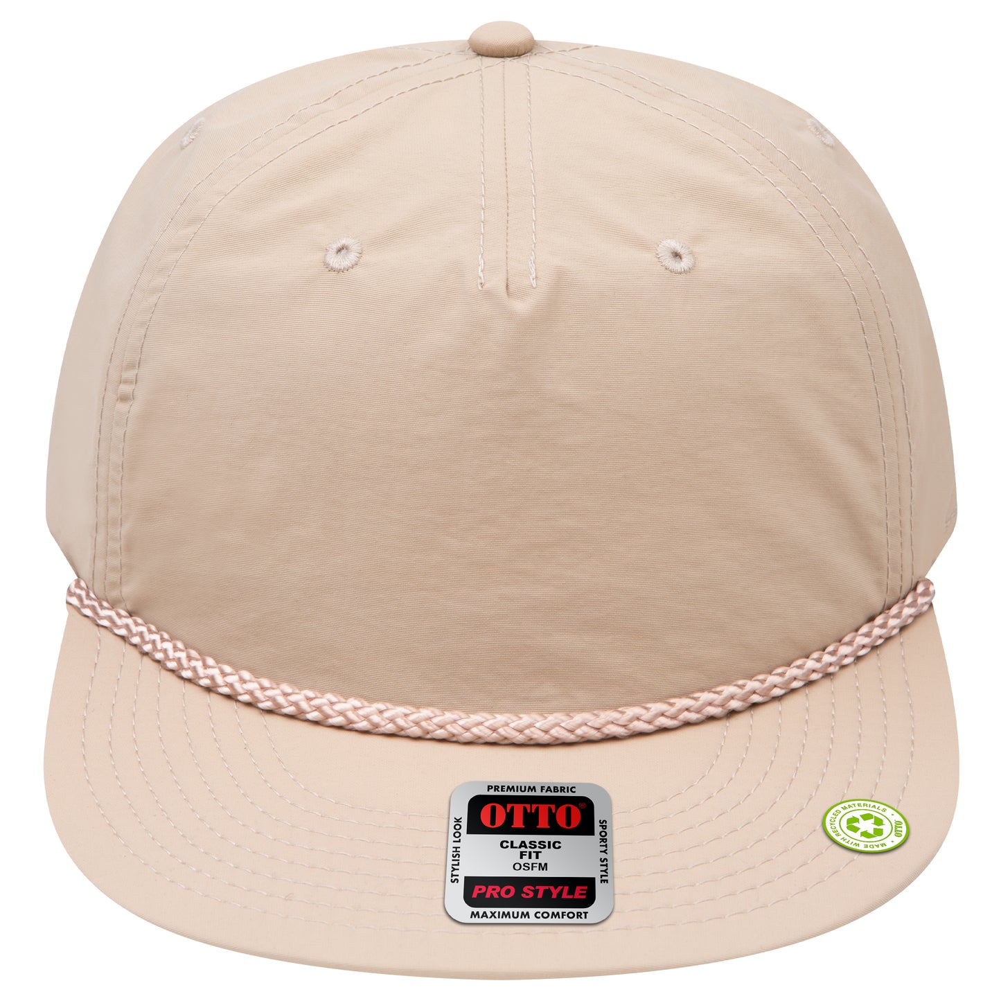 5-Panel Classic Baseball Cap — Snapback — Custom Leather Patch in Khaki n