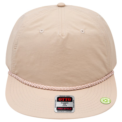 5-Panel Classic Baseball Cap — Snapback — Custom Leather Patch in Khaki n