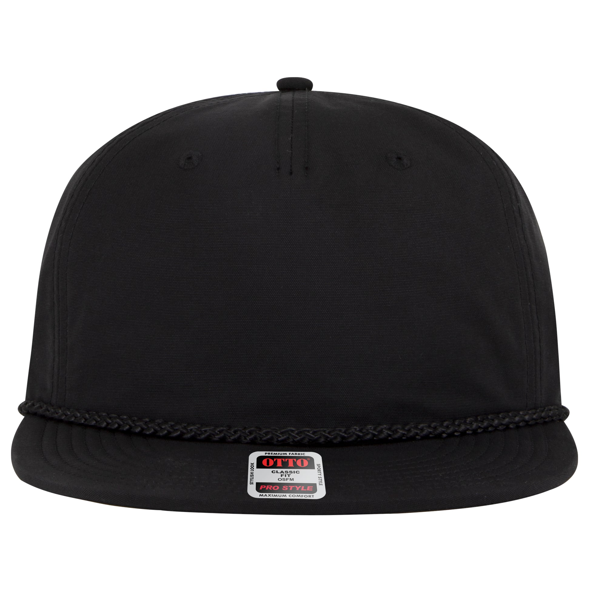 5-Panel Classic Baseball Cap — Snapback — Custom Leather Patch in Black