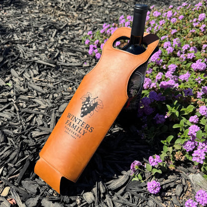 Personalized Leatherette Wine Sling — Laser Engraved | Single & Bulk Orders