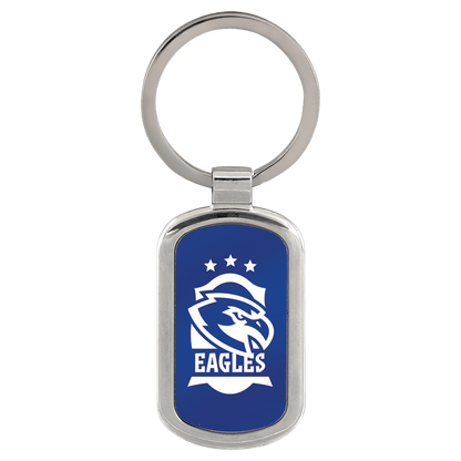 Blue 1 1/8" x 1 7/8" Laserable Rectangle Keychain