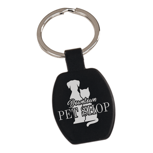Black 1 5/8" Laserable Rectangle Keychain