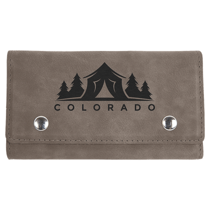 Gray Laserable Leatherette Card & Dice Set