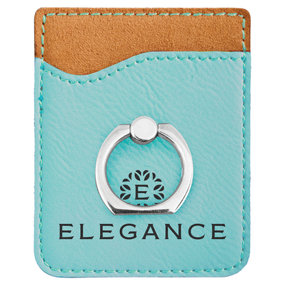 Teal Laserable Leatherette Phone Wallet with Silver Phone Wallet with Silver Ring