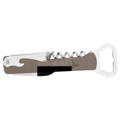 Gray Laserable Leatherette Wine Bottle Opener