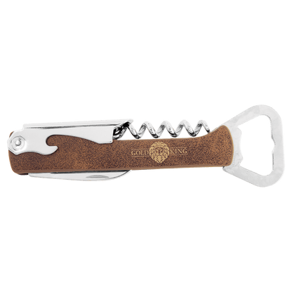 Rustic/Gold Laserable Leatherette Wine Bottle Opener