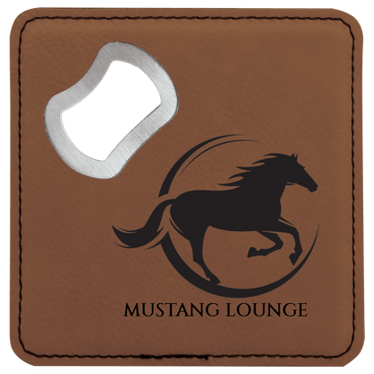 Dark Brown 3 4" x 4" Square Laserable Leatherette 6-Coaster Set