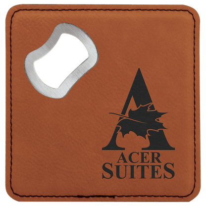 Rawhide 3 4" x 4" Square Laserable Leatherette 6-Coaster Set