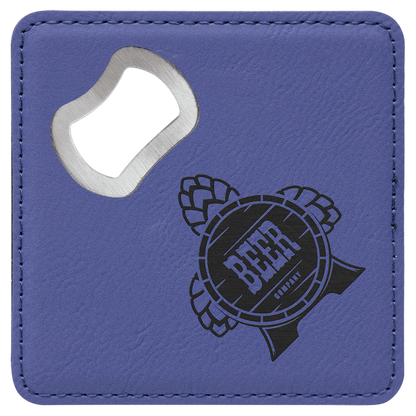 Purple 3 4" x 4" Square Laserable Leatherette 6-Coaster Set