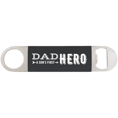Black/White 1 1/2" x 7" Bottle Opener with Silicone Grip