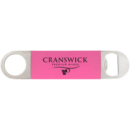 Pink/Black 1 1/2" x 7" Bottle Opener with Silicone Grip
