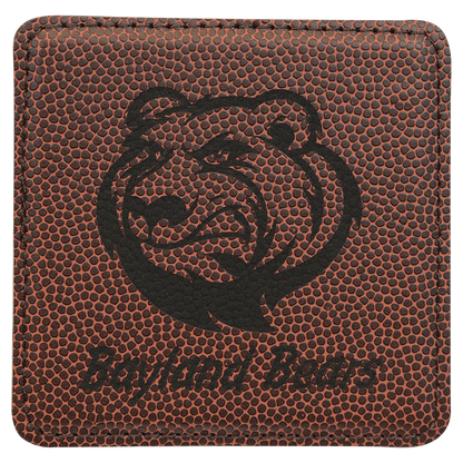 Football 2 4" x 4" Square Laserable Leatherette 6-Coaster Set