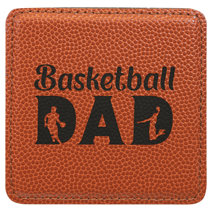 Basketball 2 4" x 4" Square Laserable Leatherette 6-Coaster Set