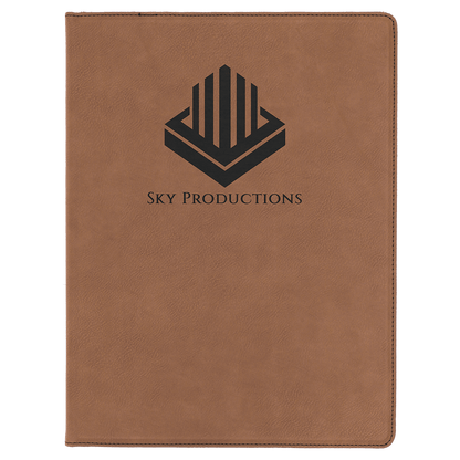 Dark Brown 9 1/2" x 12" Laserable Leatherette Portfolio with Notepad
