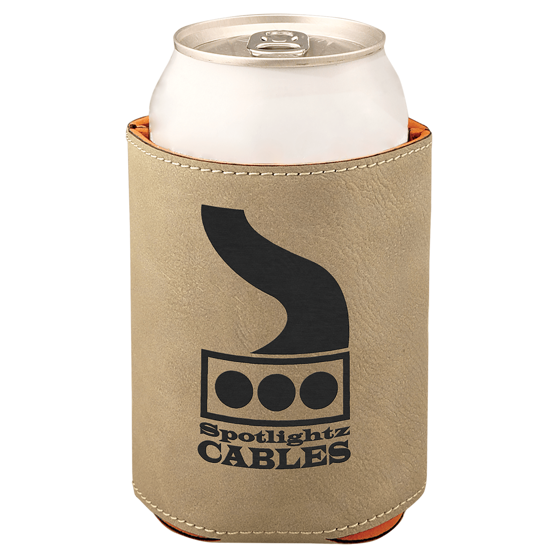 Light Brown 3 3/4" Laserable Leatherette Beverage Holder