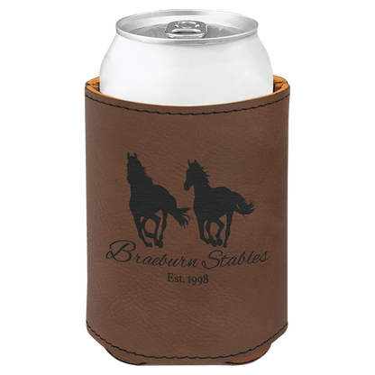 Dark Brown 3 3/4" Laserable Leatherette Beverage Holder