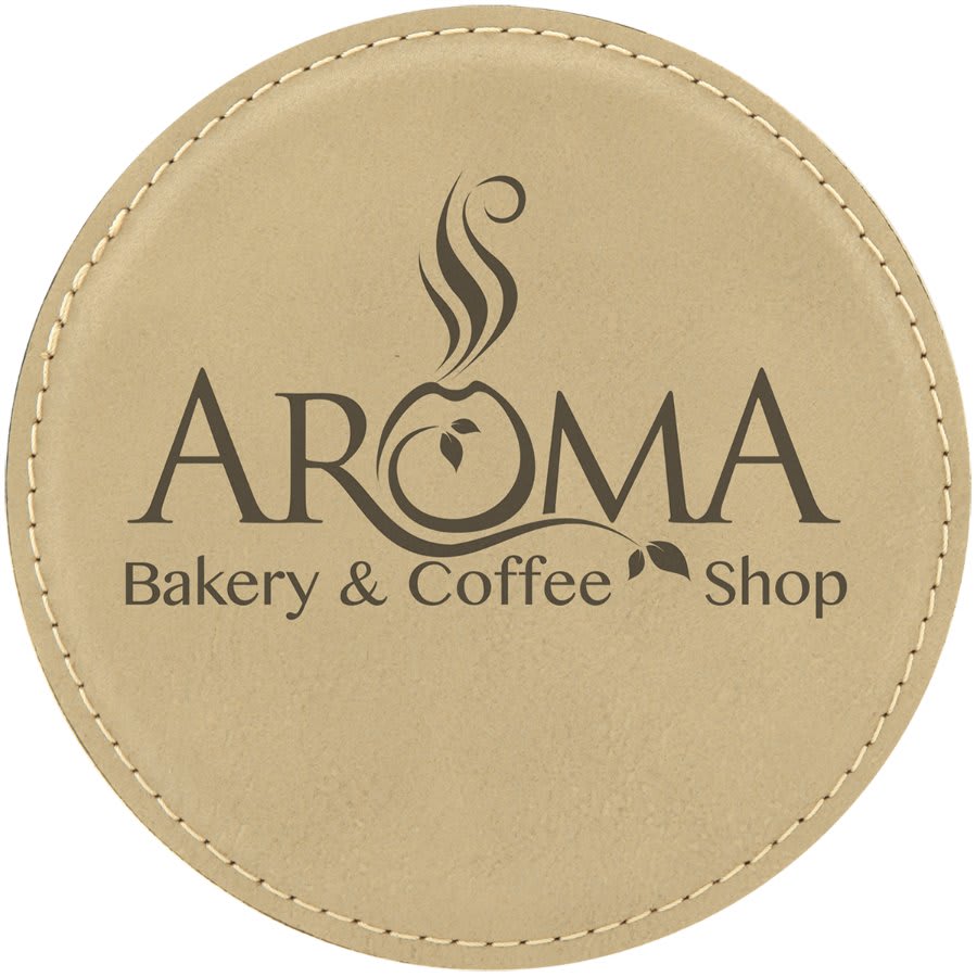 Light Brown 4" Round Laserable Leatherette Coaster