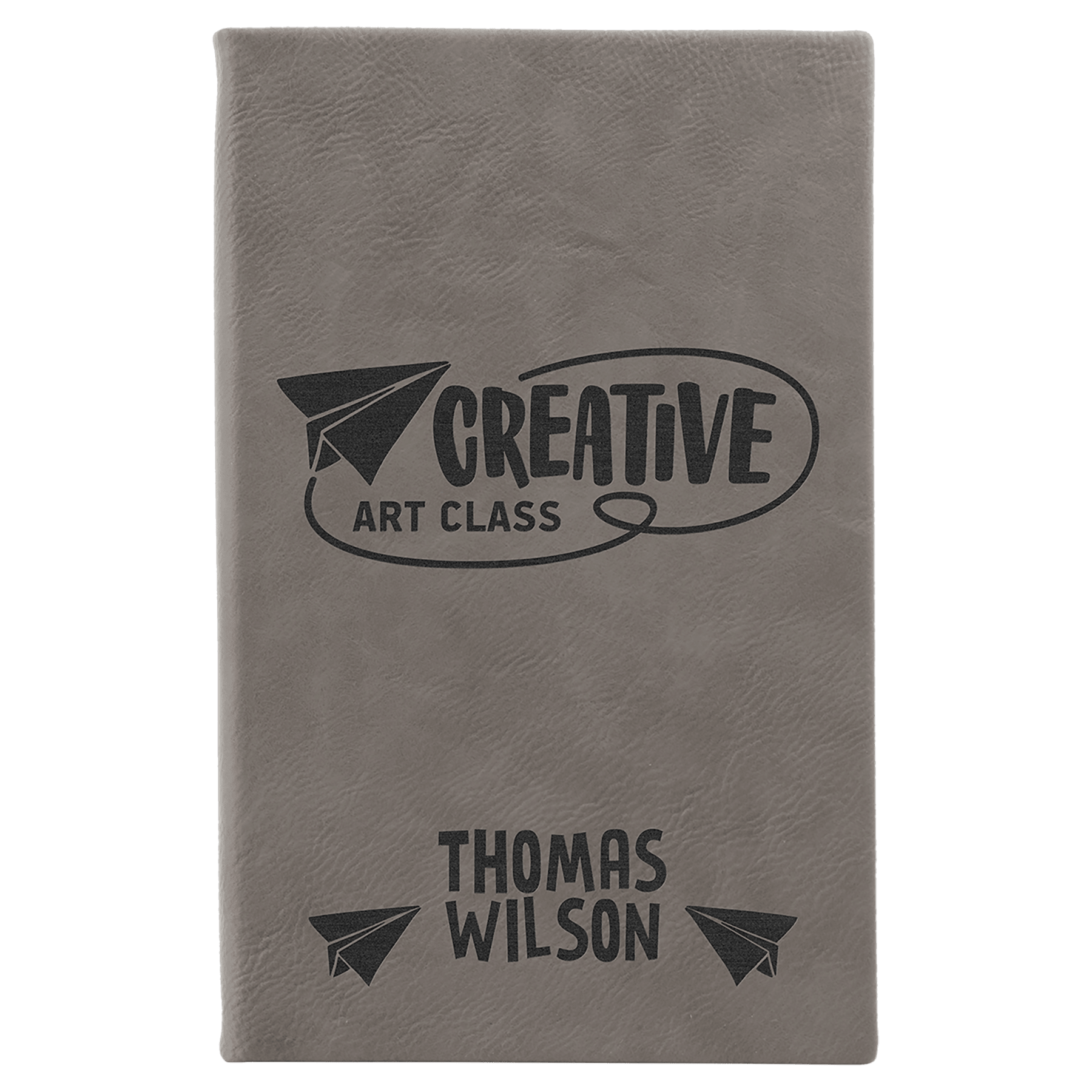 Gray 5 1/4" x 8 1/4" Laserable Leatherette Sketch Book with Unlined Notepad